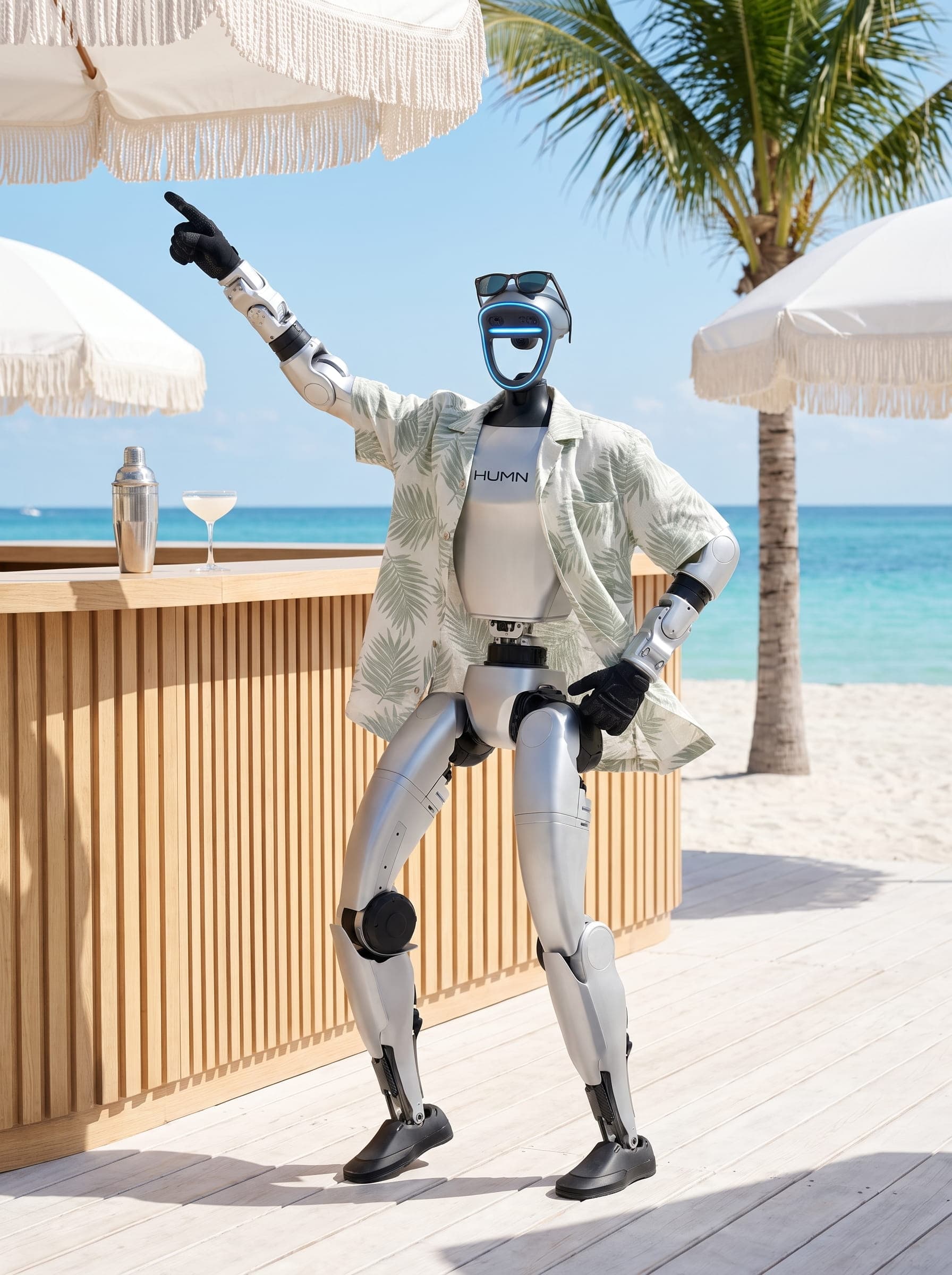 Jeff, el robot humanoide, en Miami: bar de club de playa