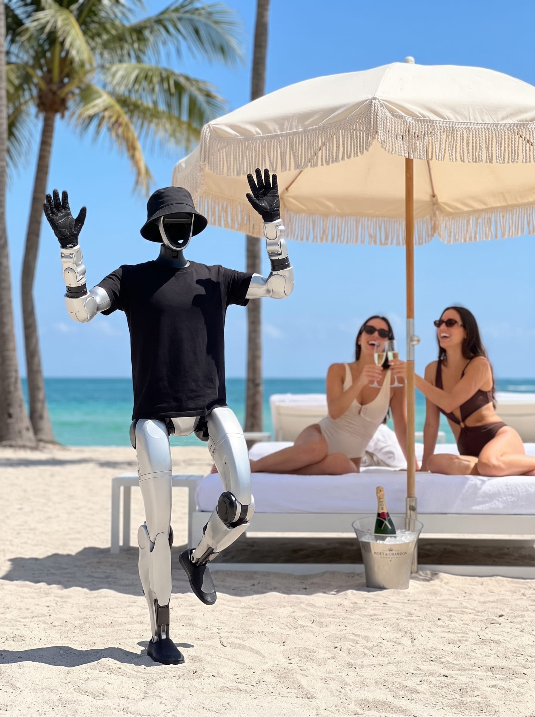 Jeff, el robot humanoide, en Miami: servicio de botellas
