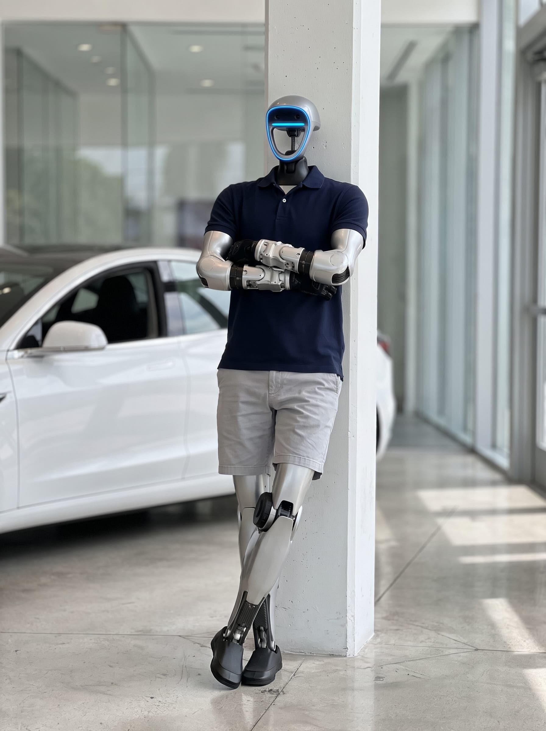 Jeff, el robot humanoide, en Miami: showroom de autos